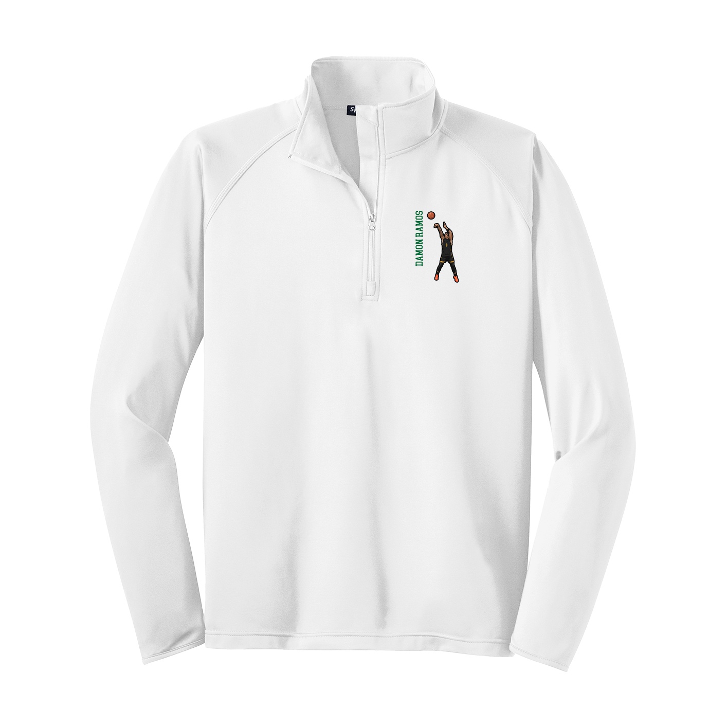 Q-Zip Pullover — Name Vertical in White
