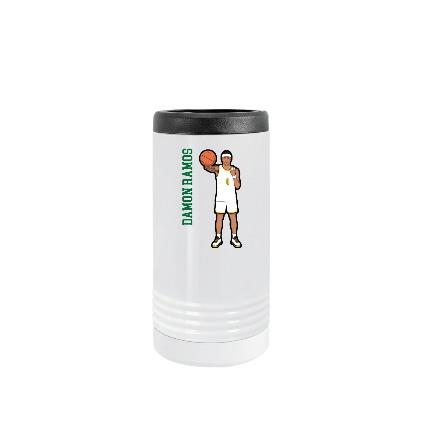 Slim Beverage Holder — Name Vertical in White