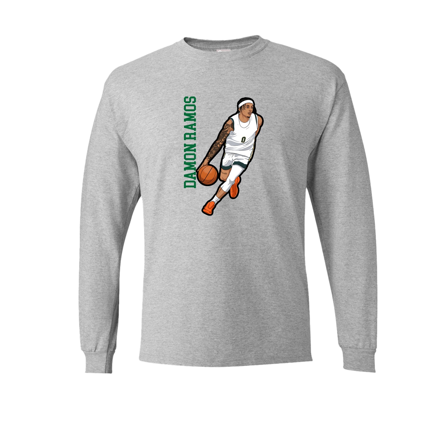 Long Sleeve Tee — Name Vertical in Grey