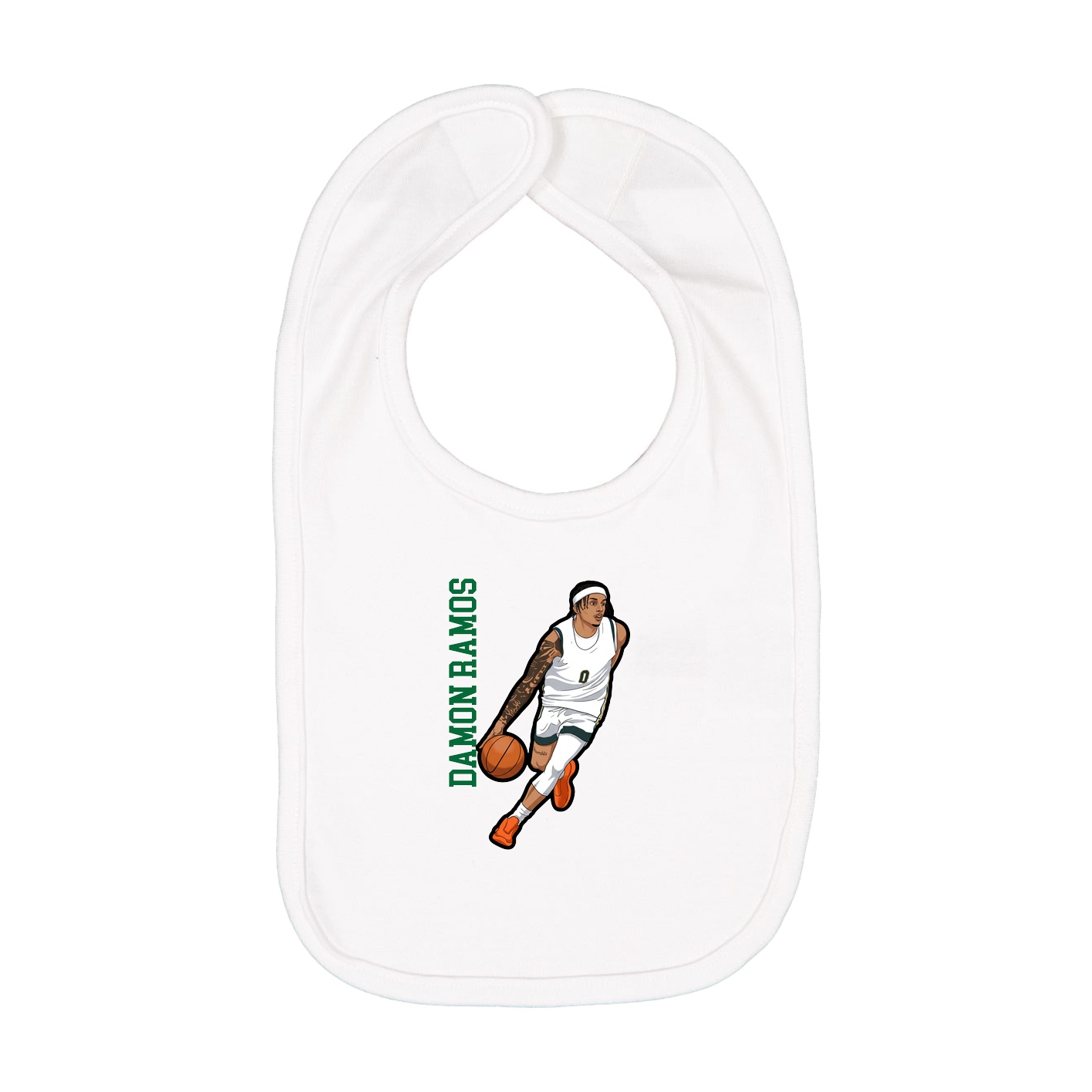 Infant Bib — Name Vertical in White