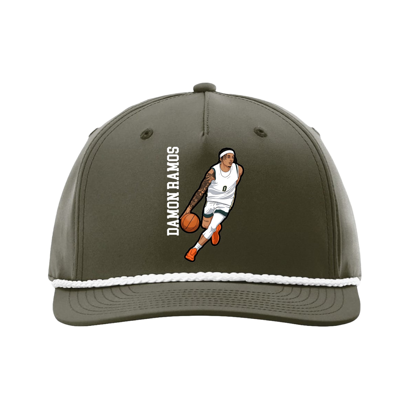 Five-Panel Classic Rope Cap — Name Vertical in Green