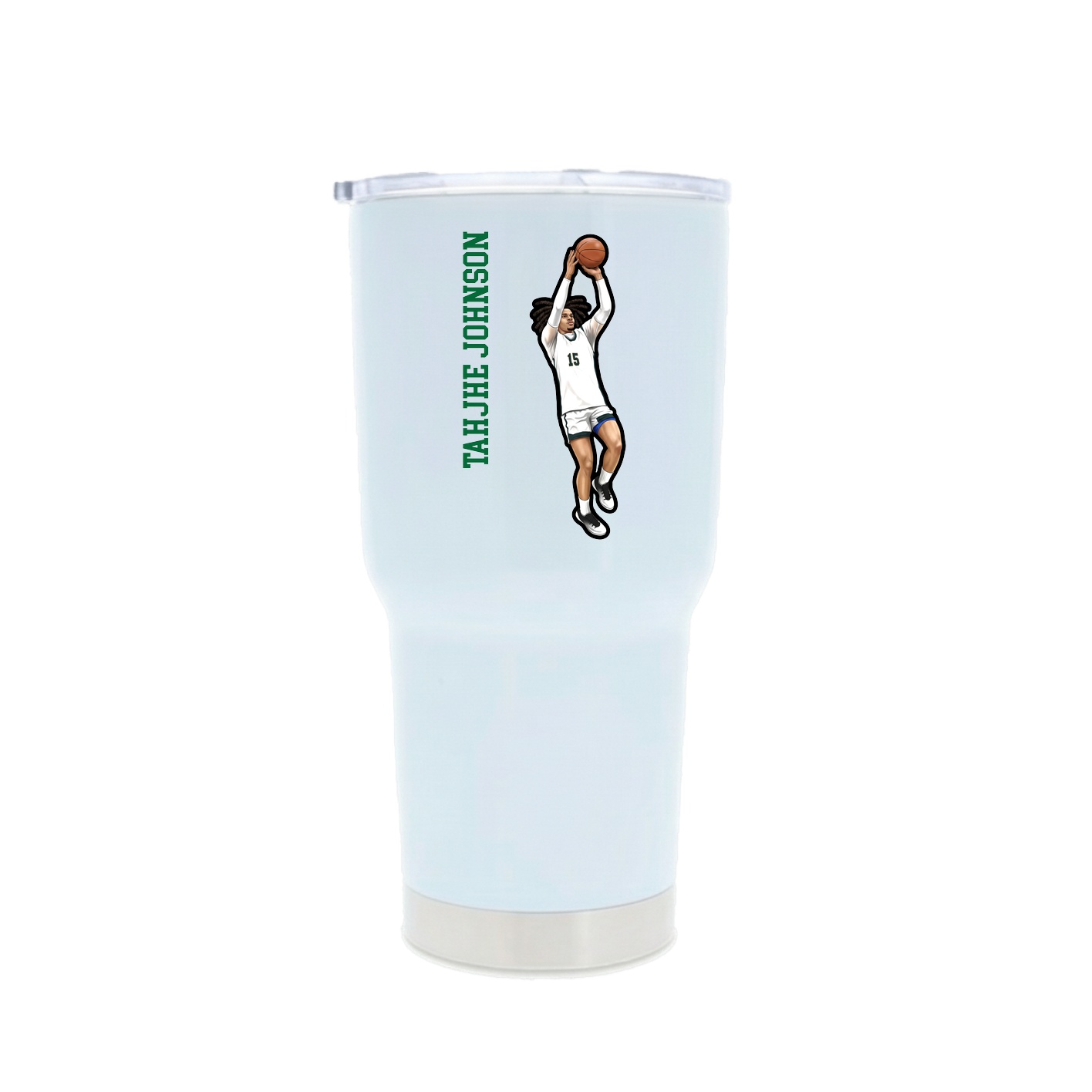 30oz Stainless Steel Tumbler — Name Vertical in White