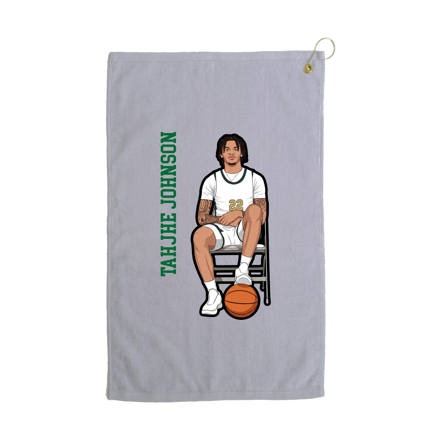Golf Towel — Name Vertical in Grey