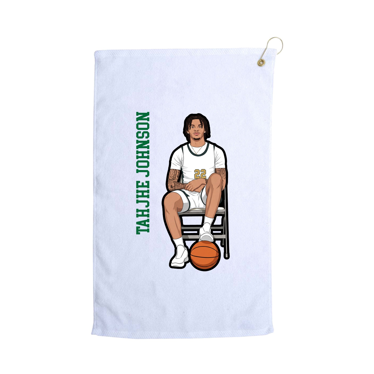 Golf Towel — Name Vertical in White