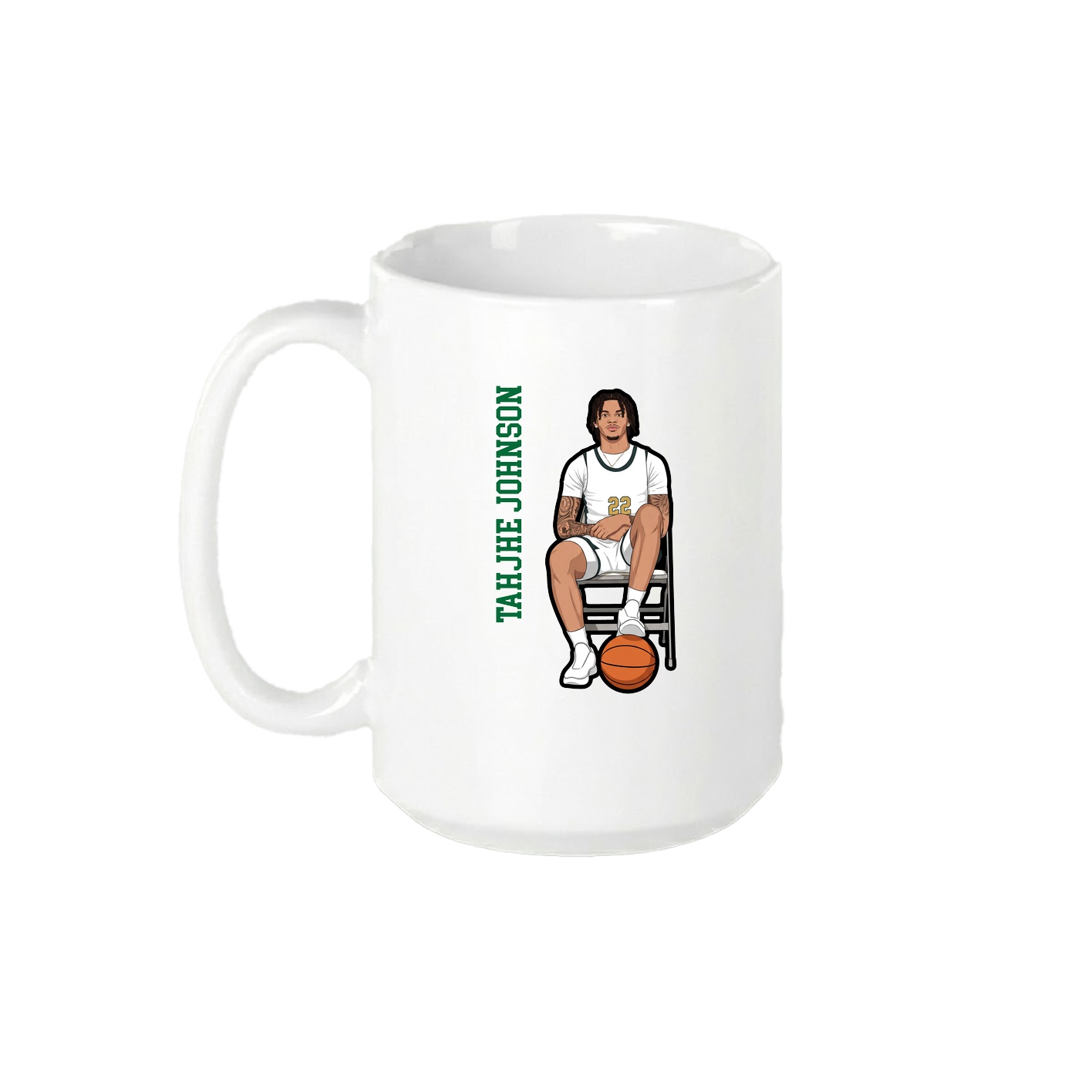 15oz Coffee Mug — Name Vertical in White