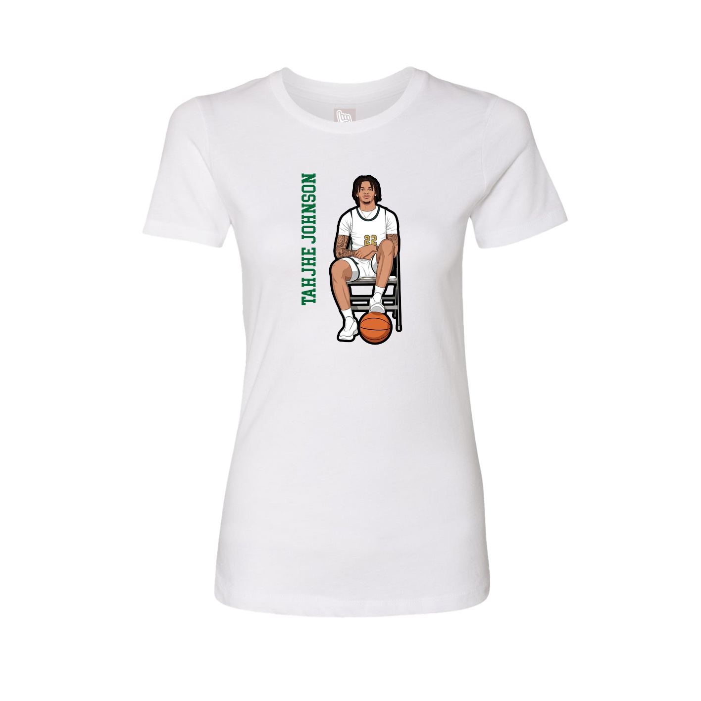 Womens Tee — Name Vertical in White