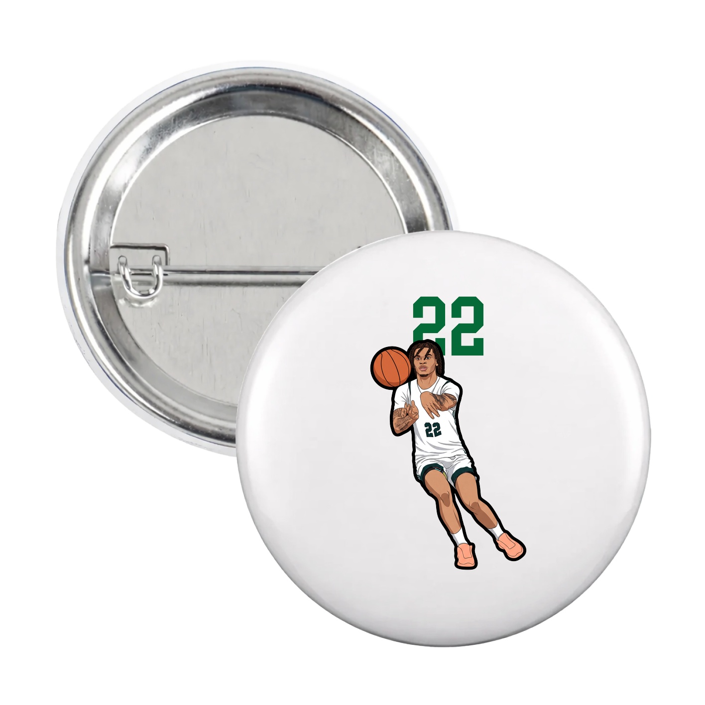 Game Day Button — Number Top in White