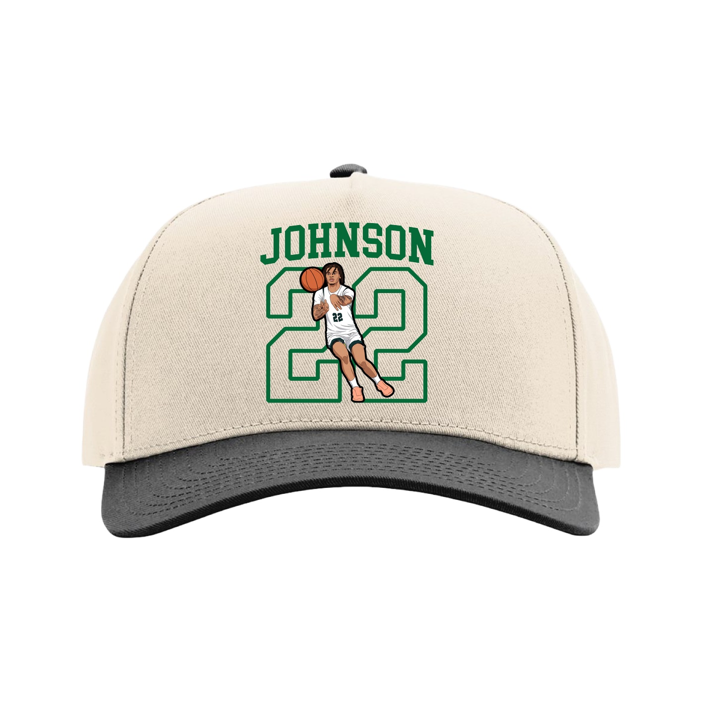 Full Fabric Five-Panel Champ Cap — Shirsey in Cream/Black
