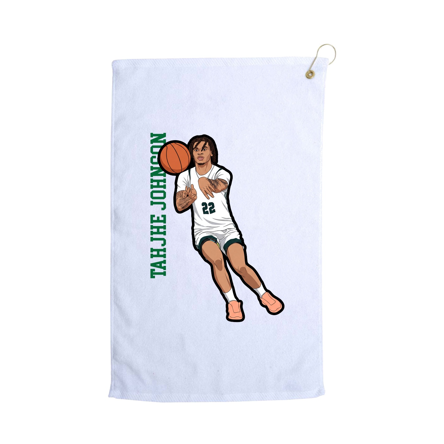 Golf Towel — Name Vertical in White