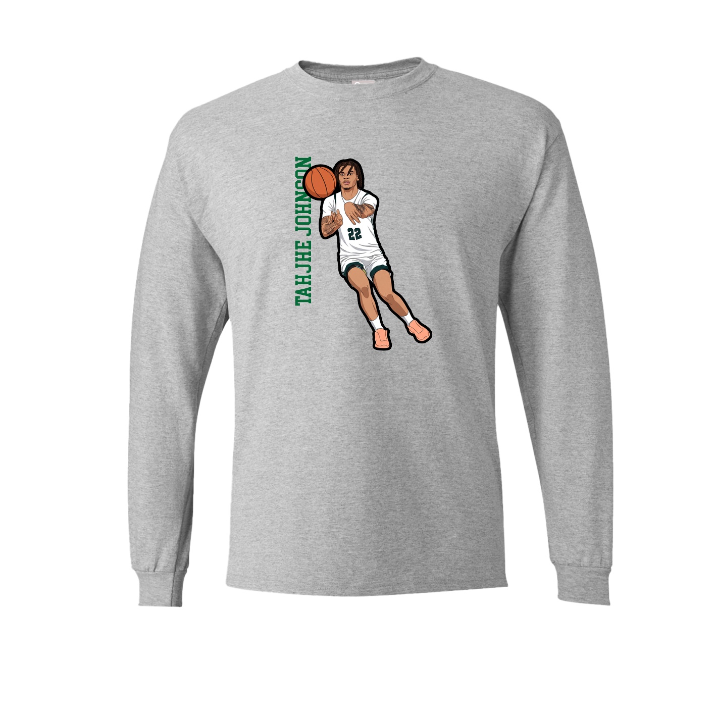 Long Sleeve Tee — Name Vertical in Grey