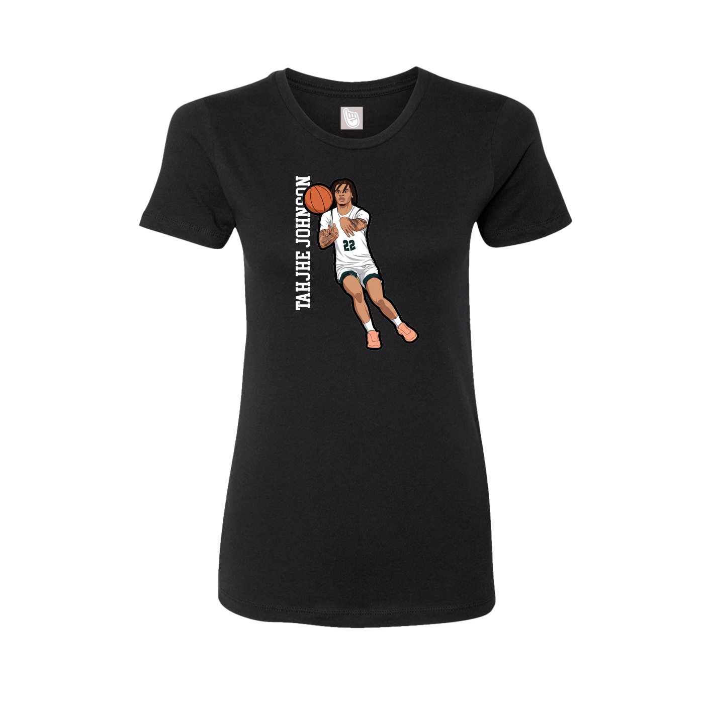 Womens Tee — Name Vertical in Black