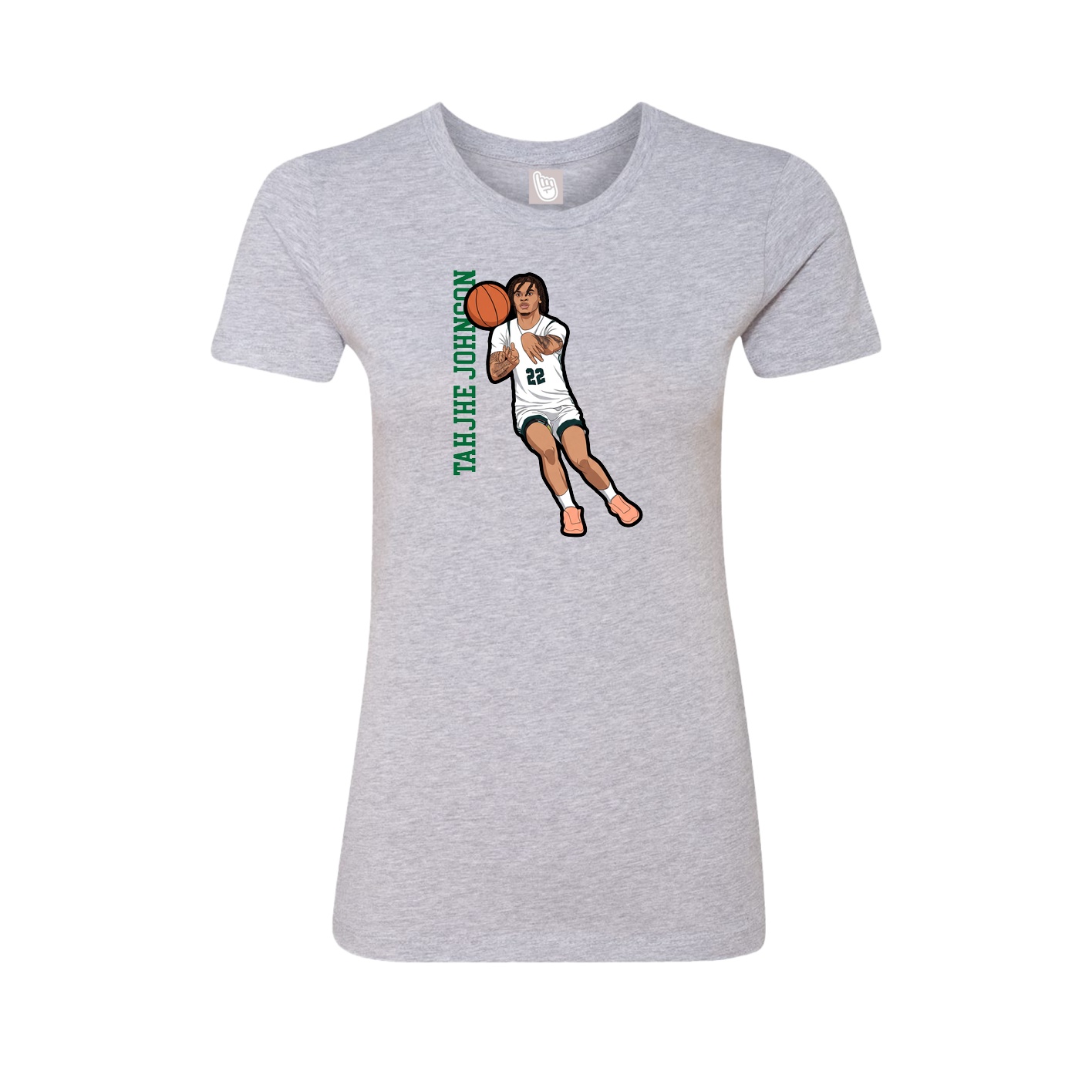 Womens Tee — Name Vertical in Grey
