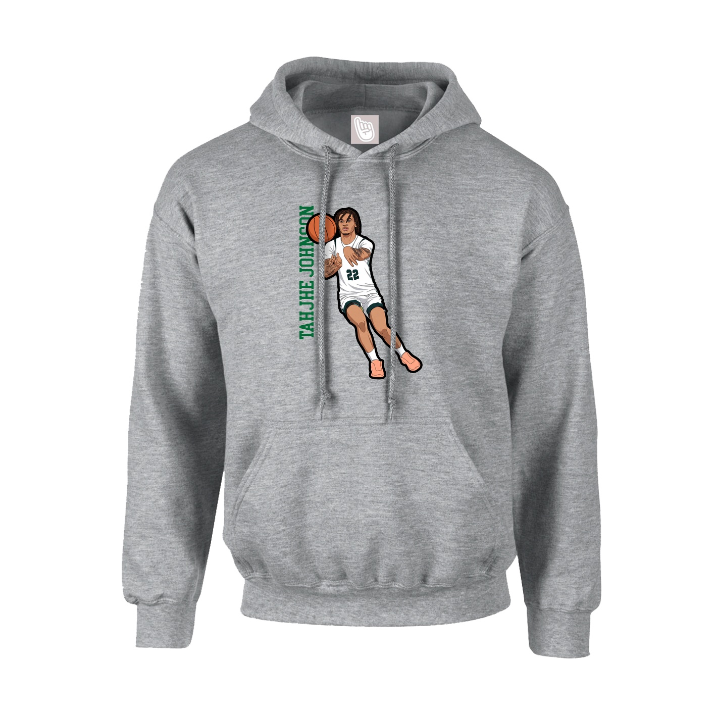 Hoodie — Name Vertical in Grey