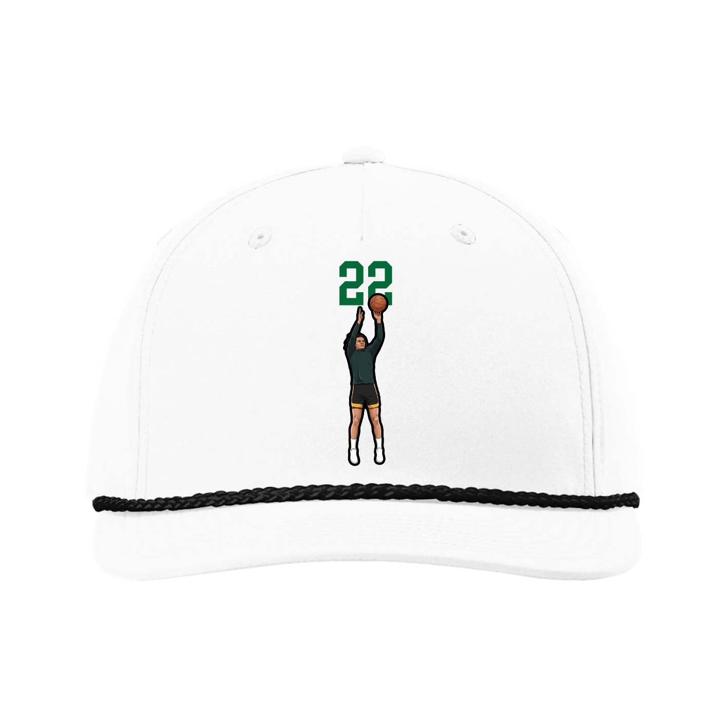 Five-Panel Classic Rope Cap — Number Top in White