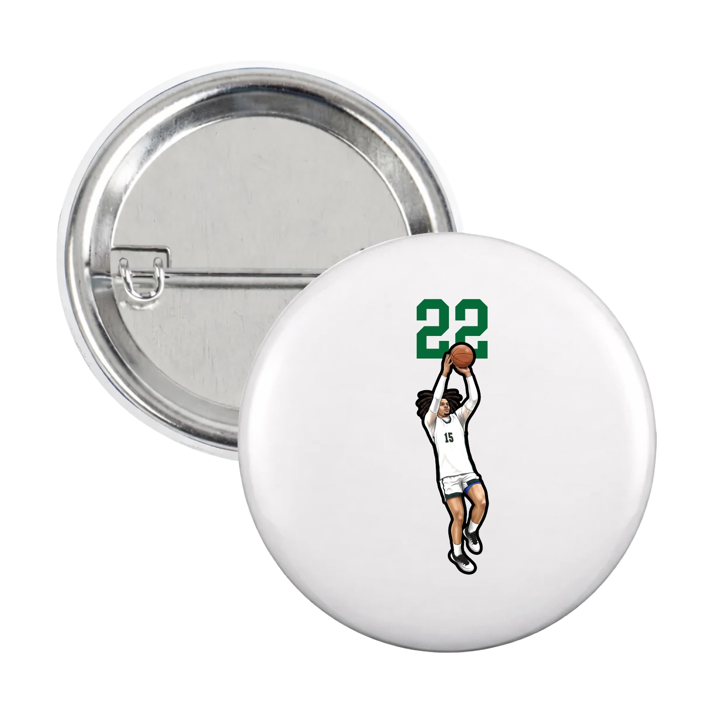 Game Day Button — Number Top in White