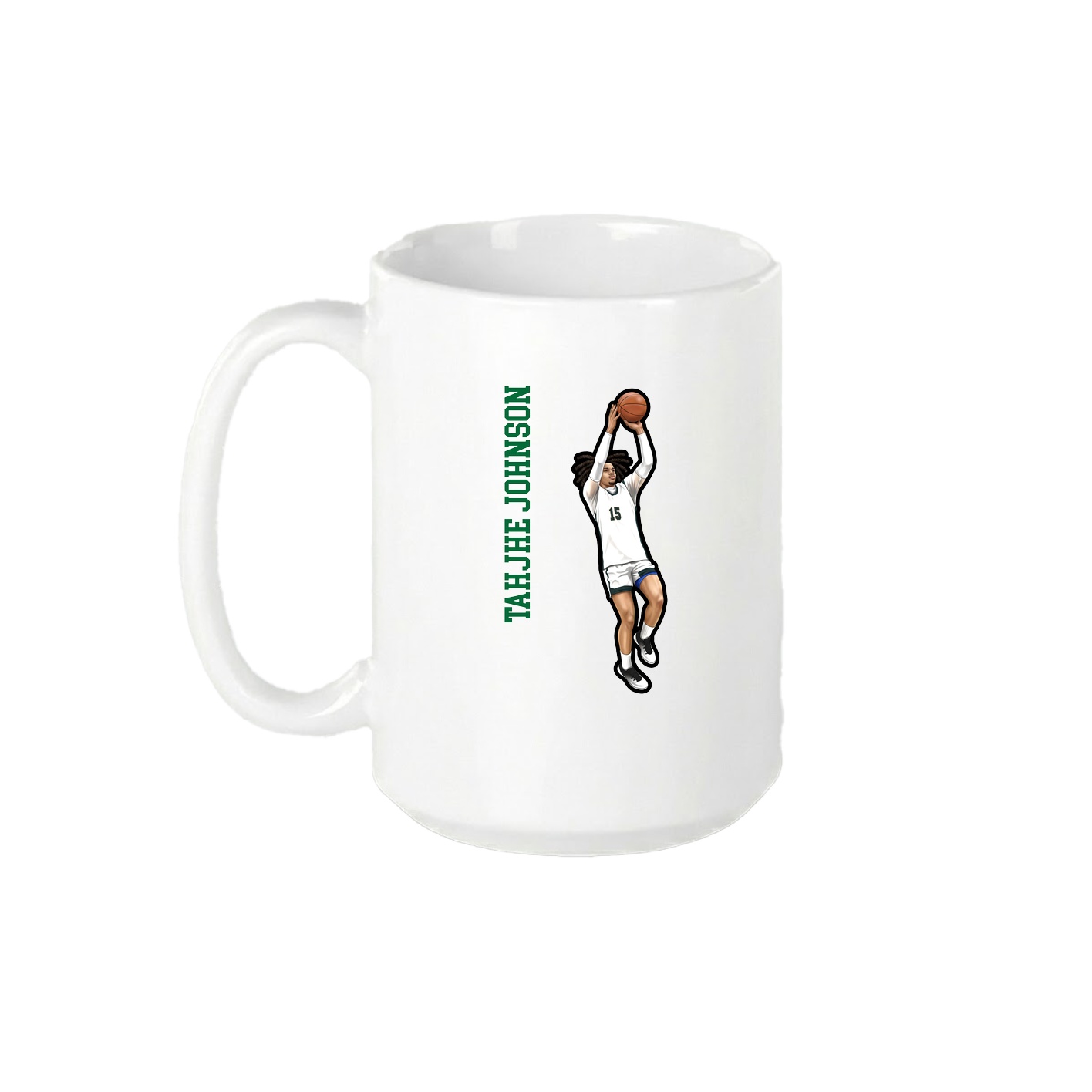 15oz Coffee Mug — Name Vertical in White
