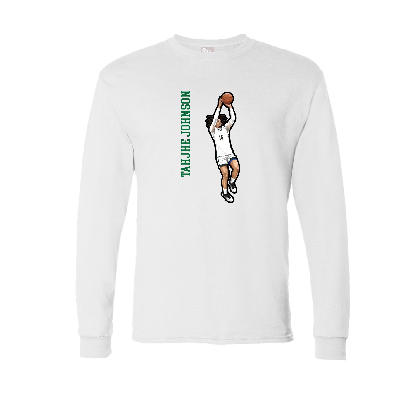 Long Sleeve Tee — Name Vertical in White
