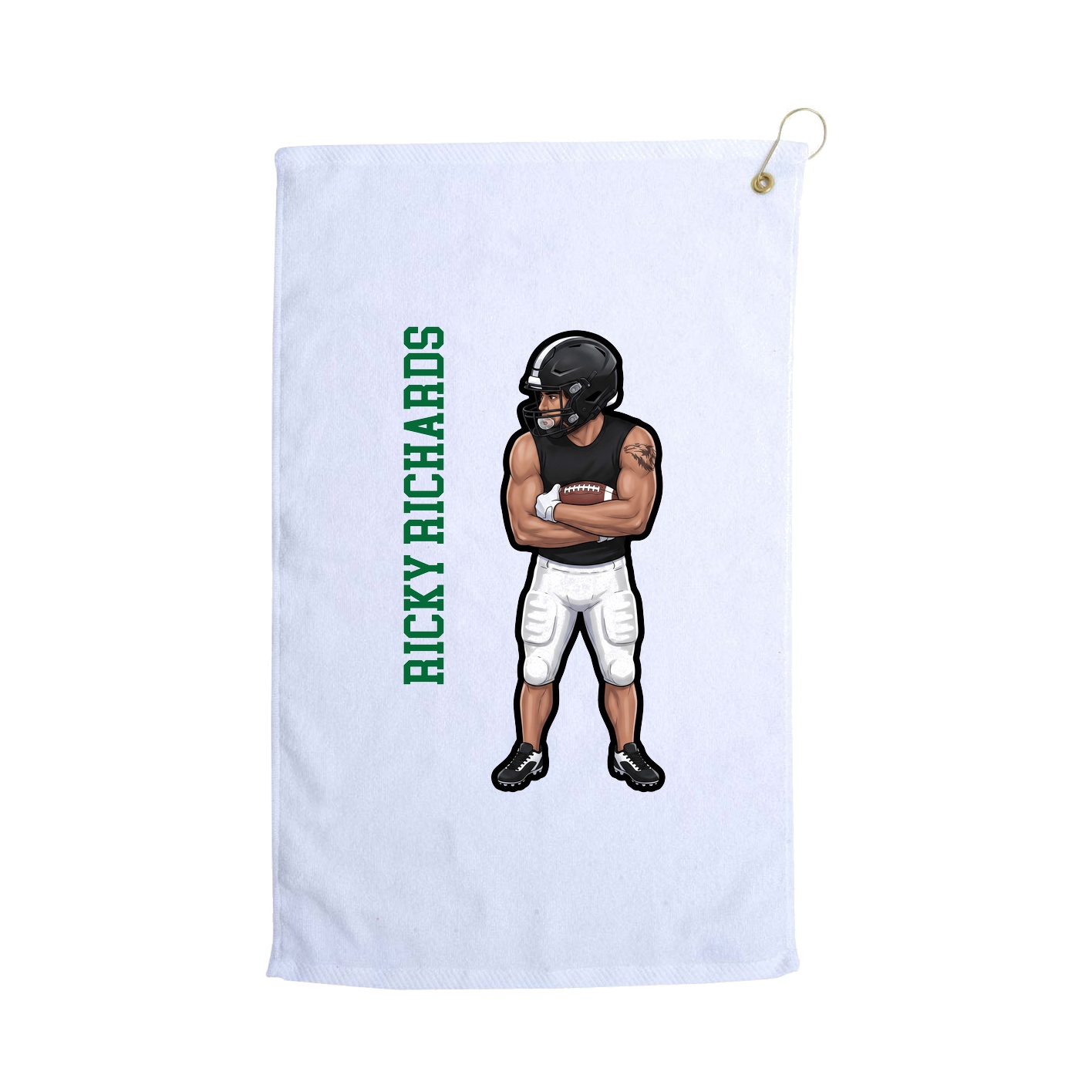 Golf Towel — Name Vertical in White