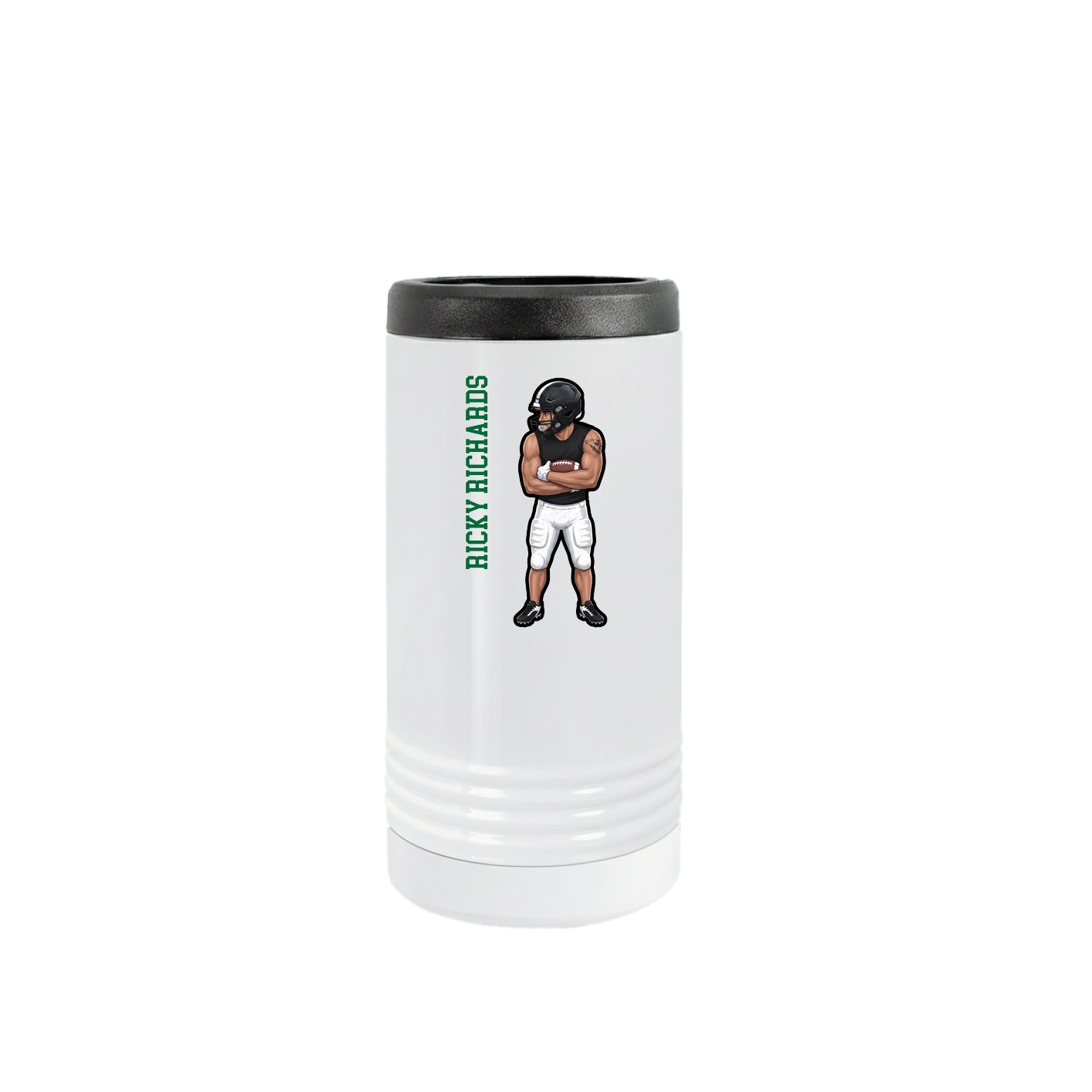 Slim Beverage Holder — Name Vertical in White