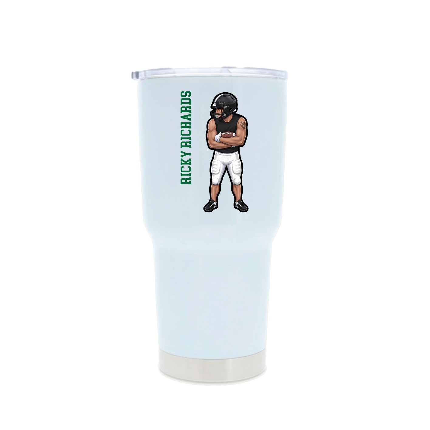 30oz Stainless Steel Tumbler — Name Vertical in White