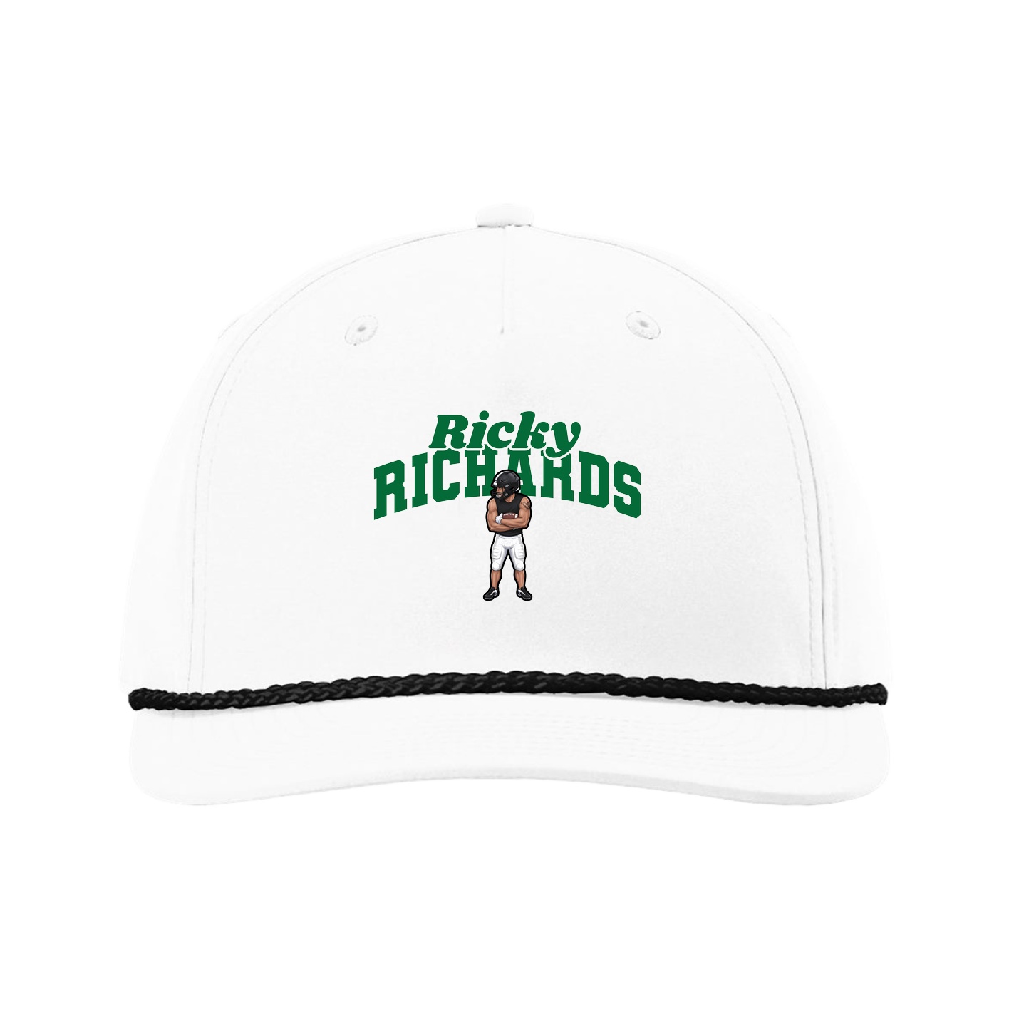 Five-Panel Classic Rope Cap — Signature Arch in White
