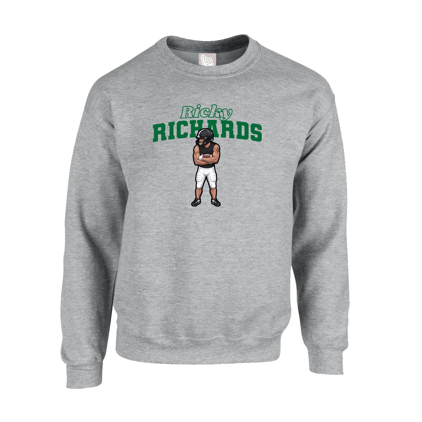 Fleece Crew — Name Arch in Grey