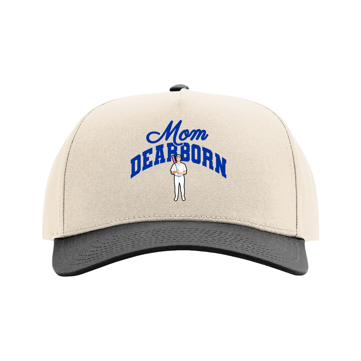 Full Fabric Five-Panel Champ Cap — Mothers Day Arch in Cream/Black
