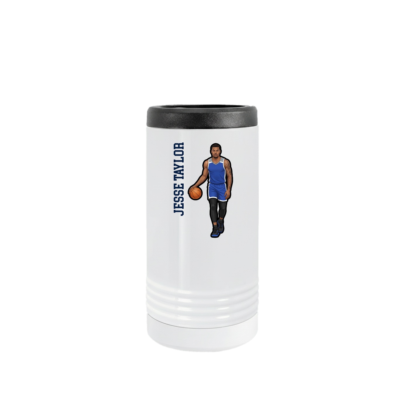 Slim Beverage Holder — Name Vertical in White