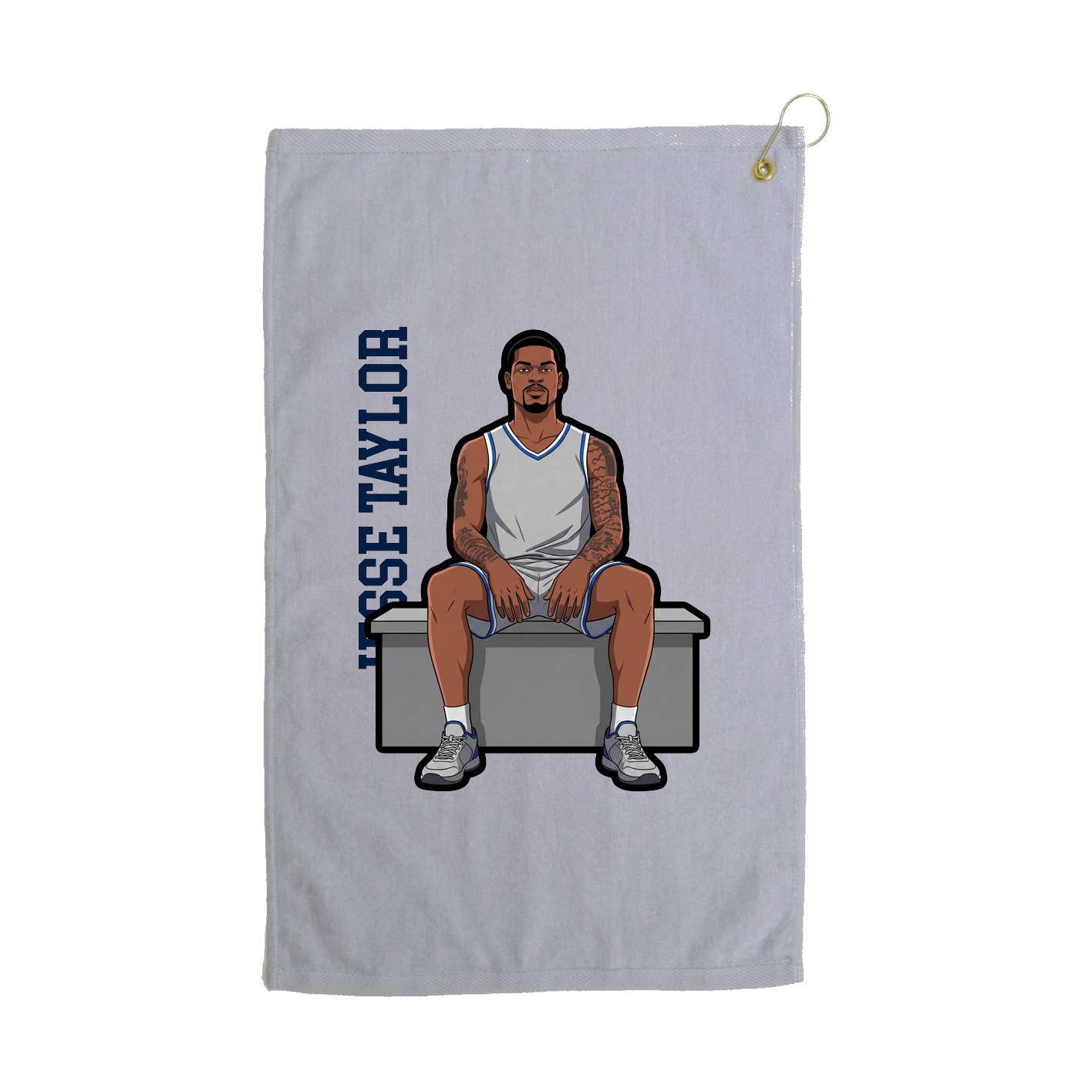 Golf Towel — Name Vertical in Grey