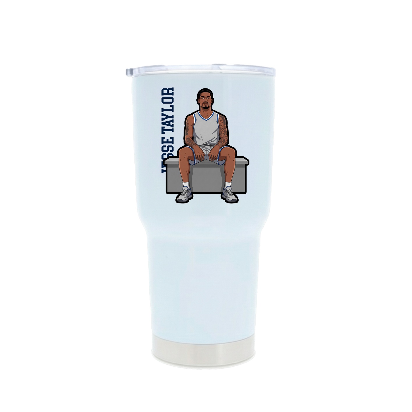 30oz Stainless Steel Tumbler — Name Vertical in White
