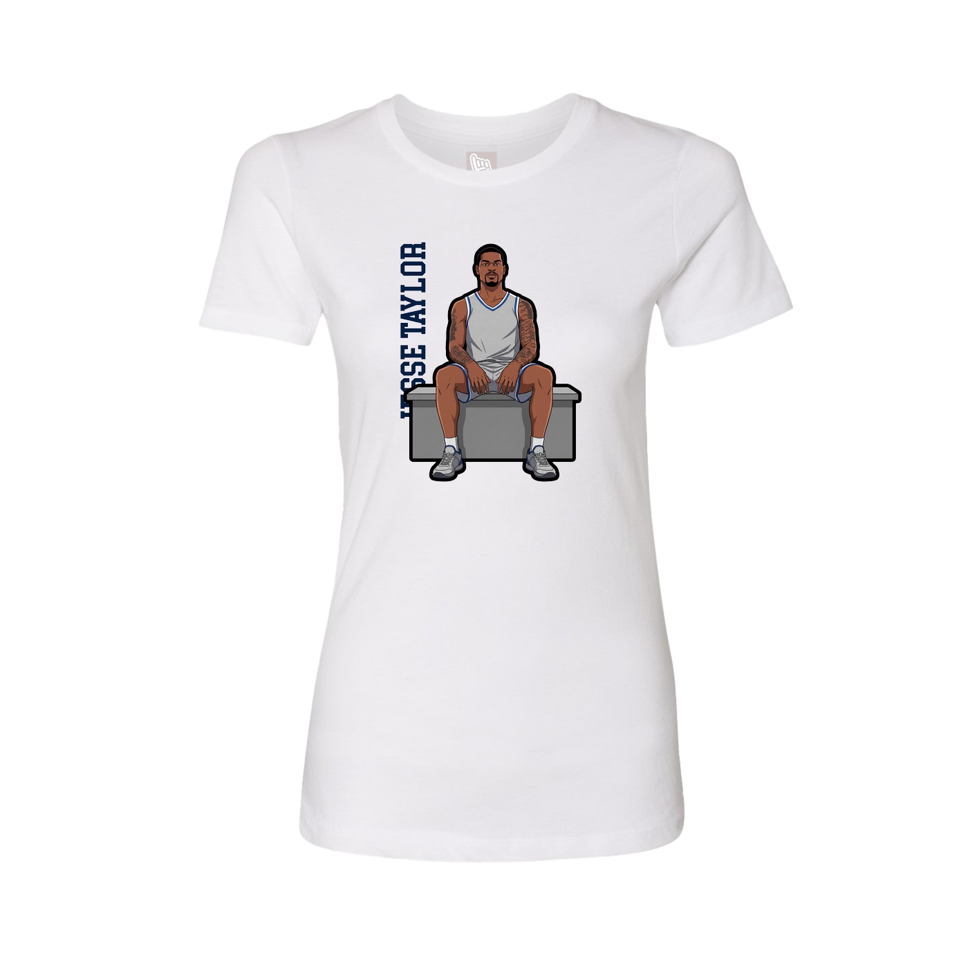 Fitted Women's Tee — Name Vertical in White