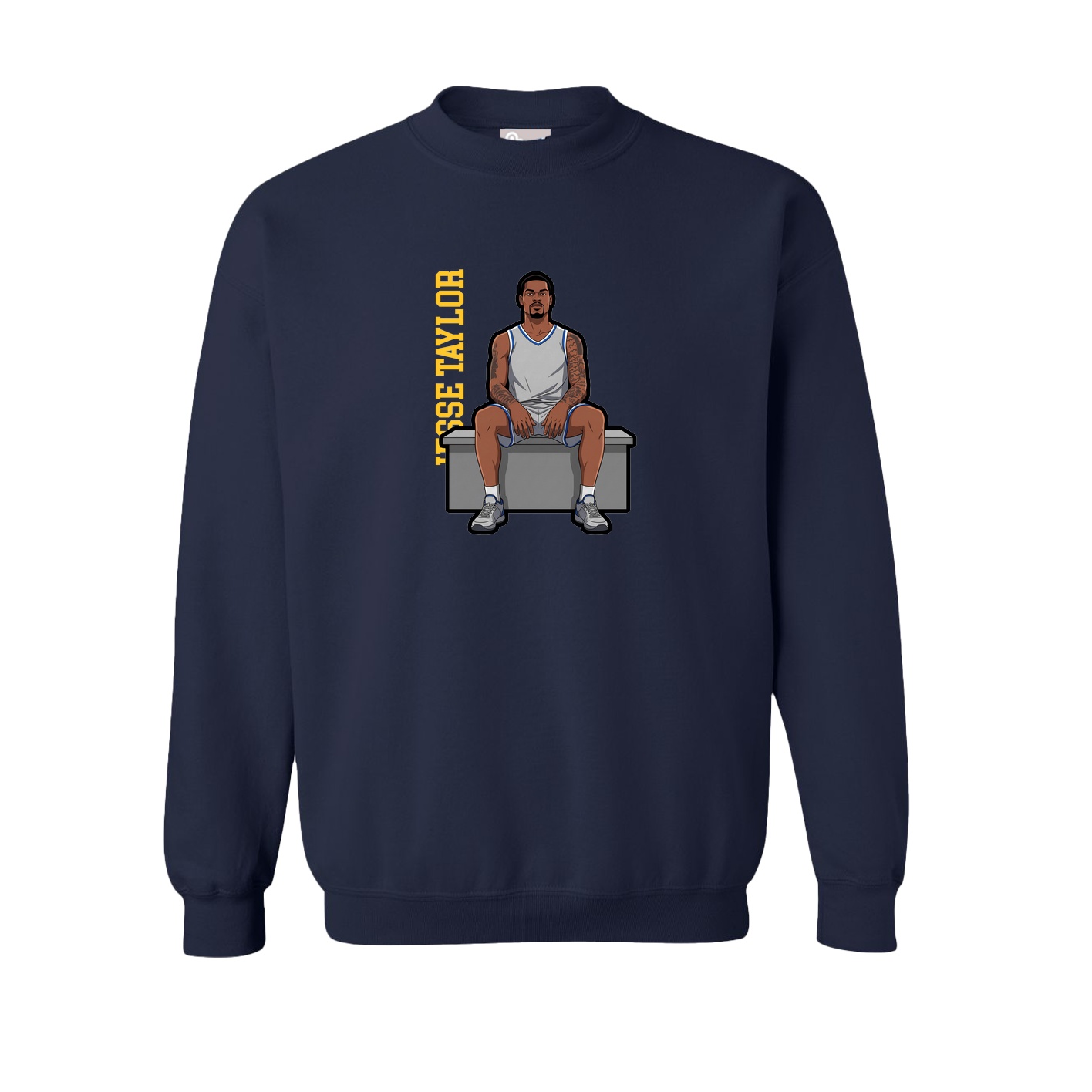 Fleece Crew — Name Vertical in Navy