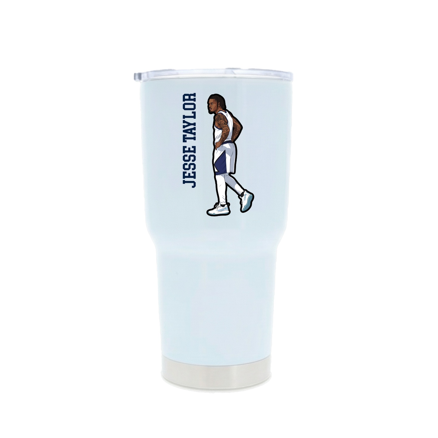 30oz Stainless Steel Tumbler — Name Vertical in White
