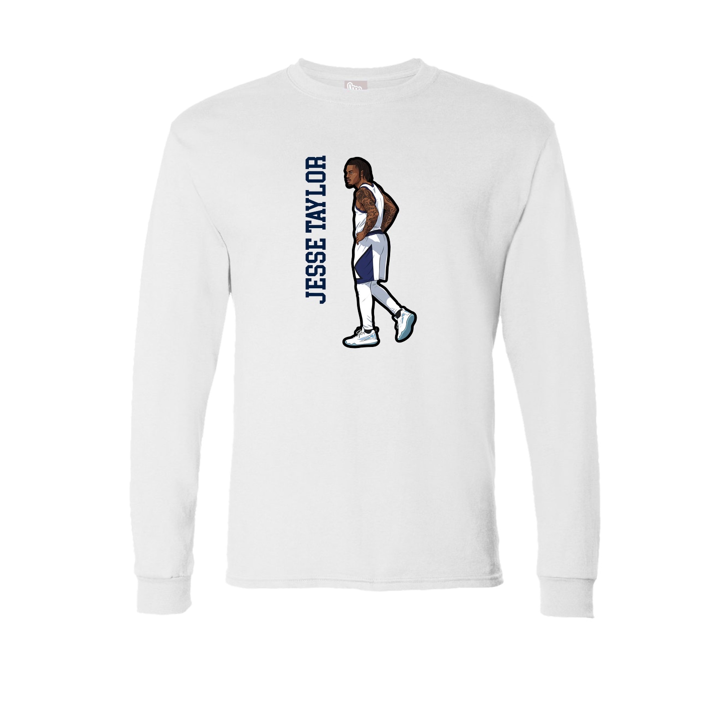 Long Sleeve Tee — Name Vertical in White