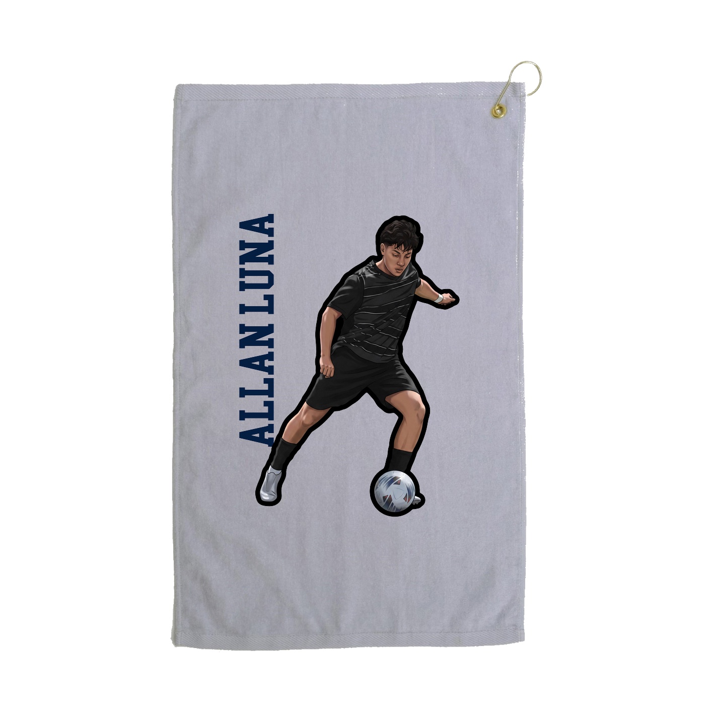 Golf Towel — Name Vertical in Grey