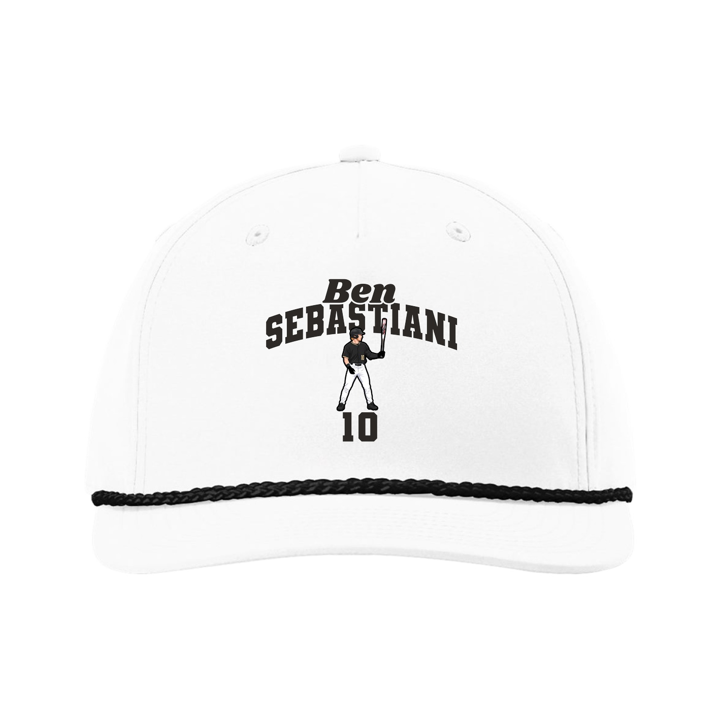 Five-Panel Classic Rope Cap — Signature Arch in White