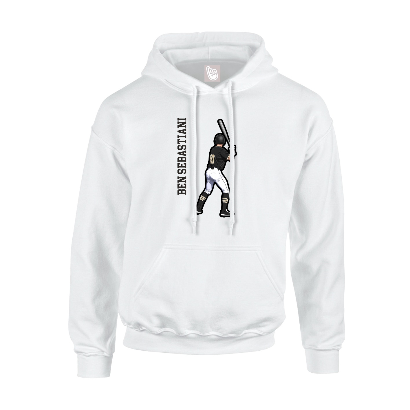 Youth Hoodie — Name Vertical in White
