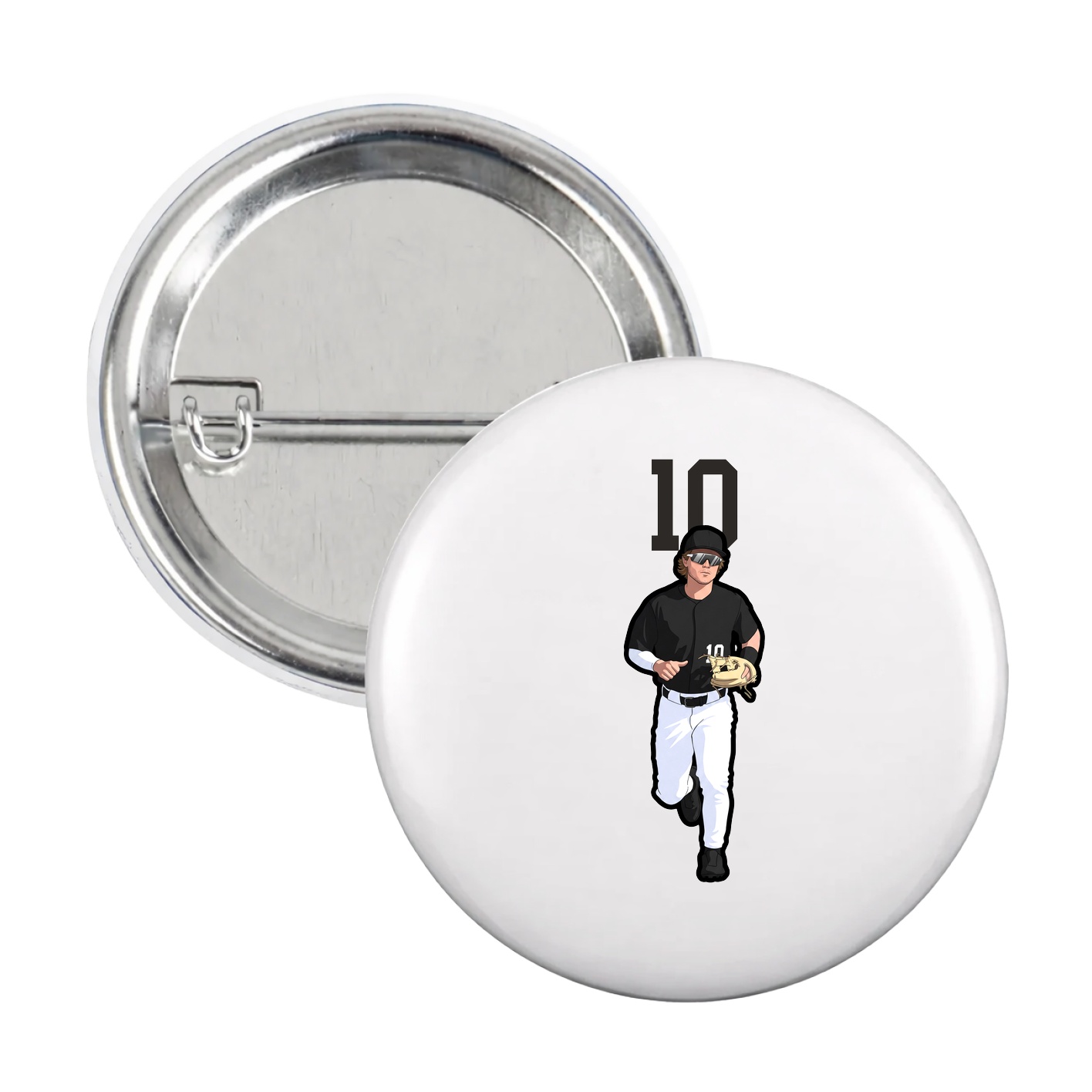 Game Day Button — Number Top in White