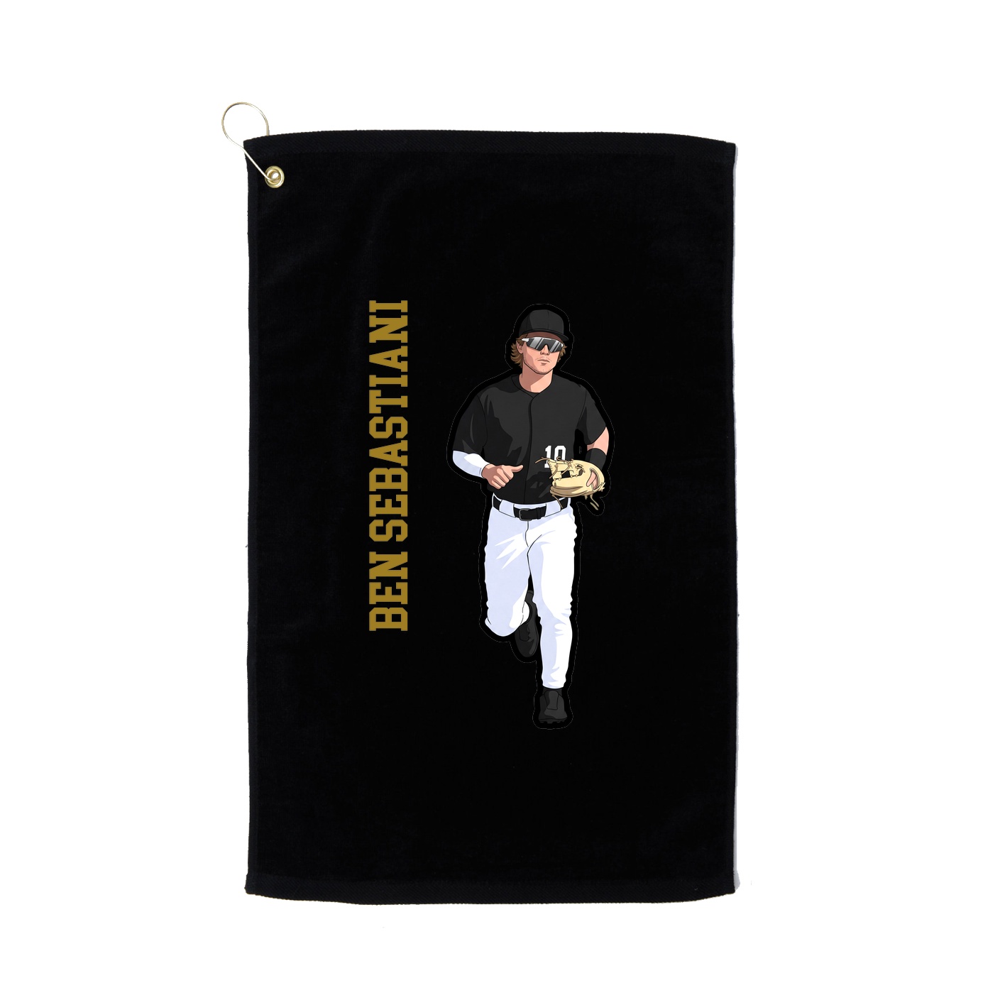 Golf Towel — Name Vertical in Black