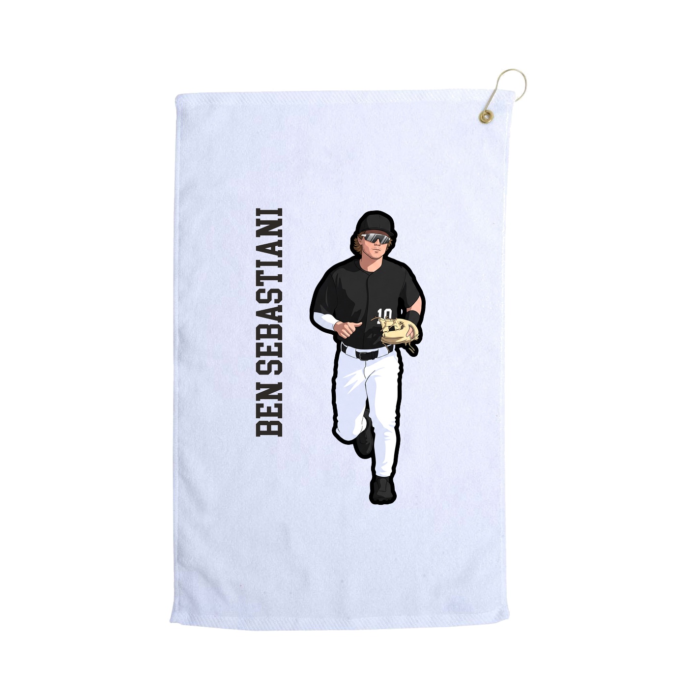 Golf Towel — Name Vertical in White