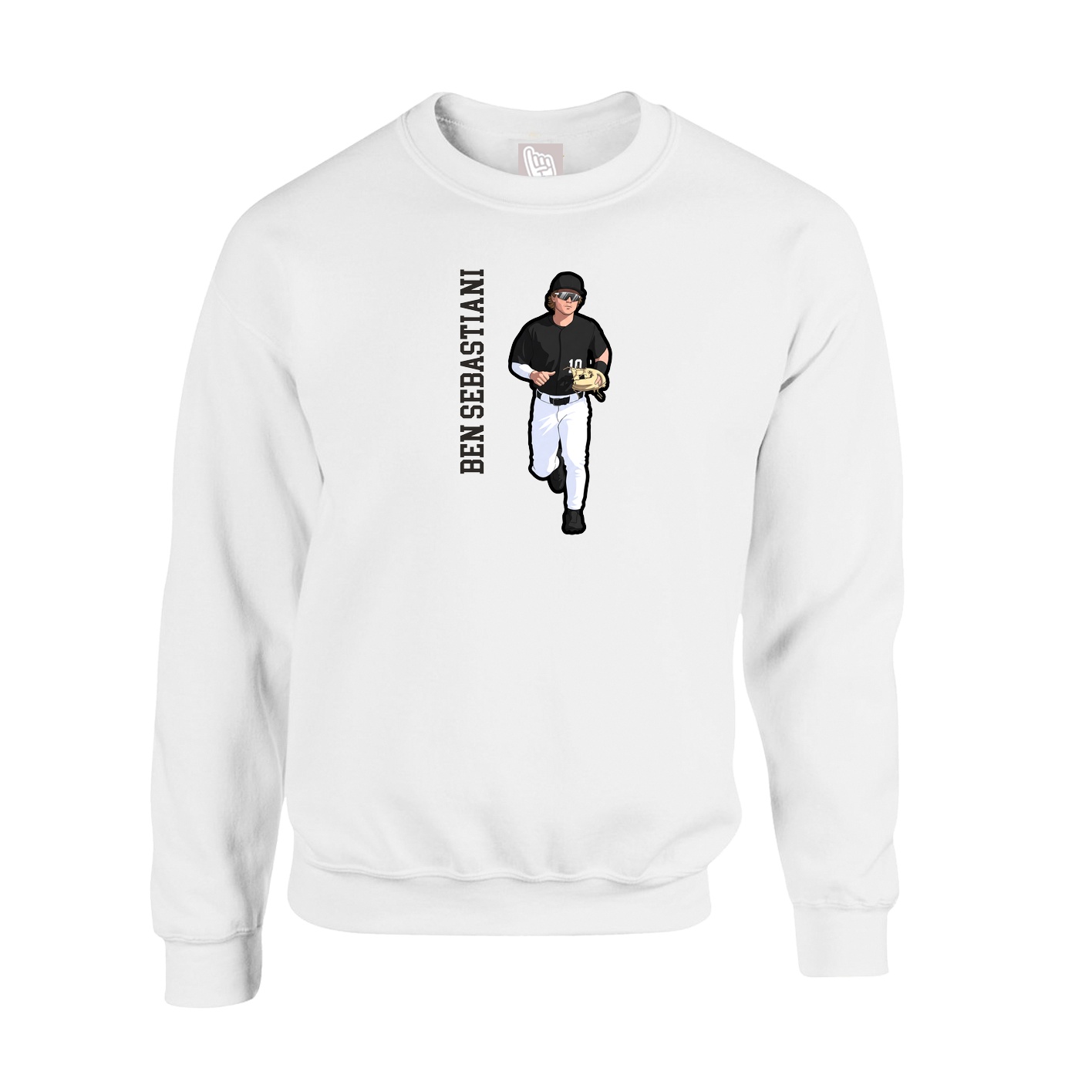 Fleece Crew — Name Vertical in White