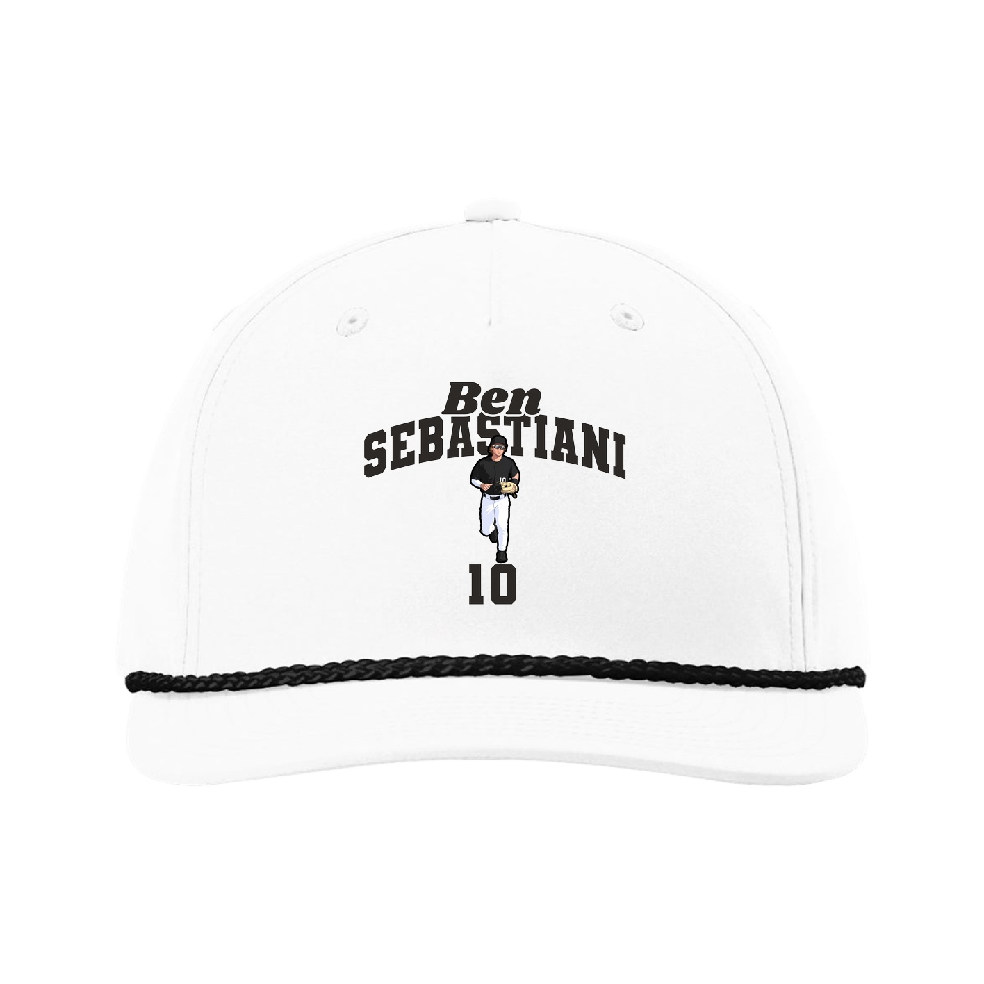 Five-Panel Classic Rope Cap — Signature Arch in White