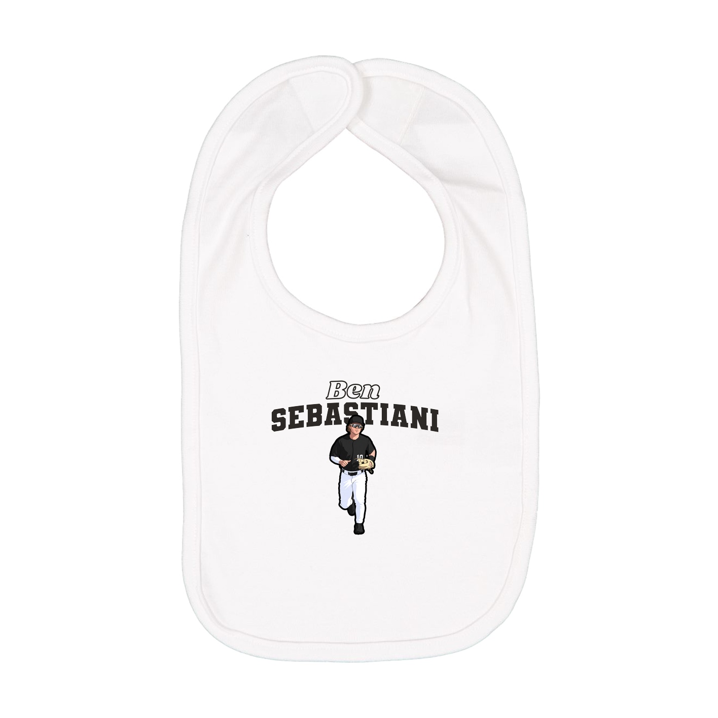 Infant Bib — Name Arch in White