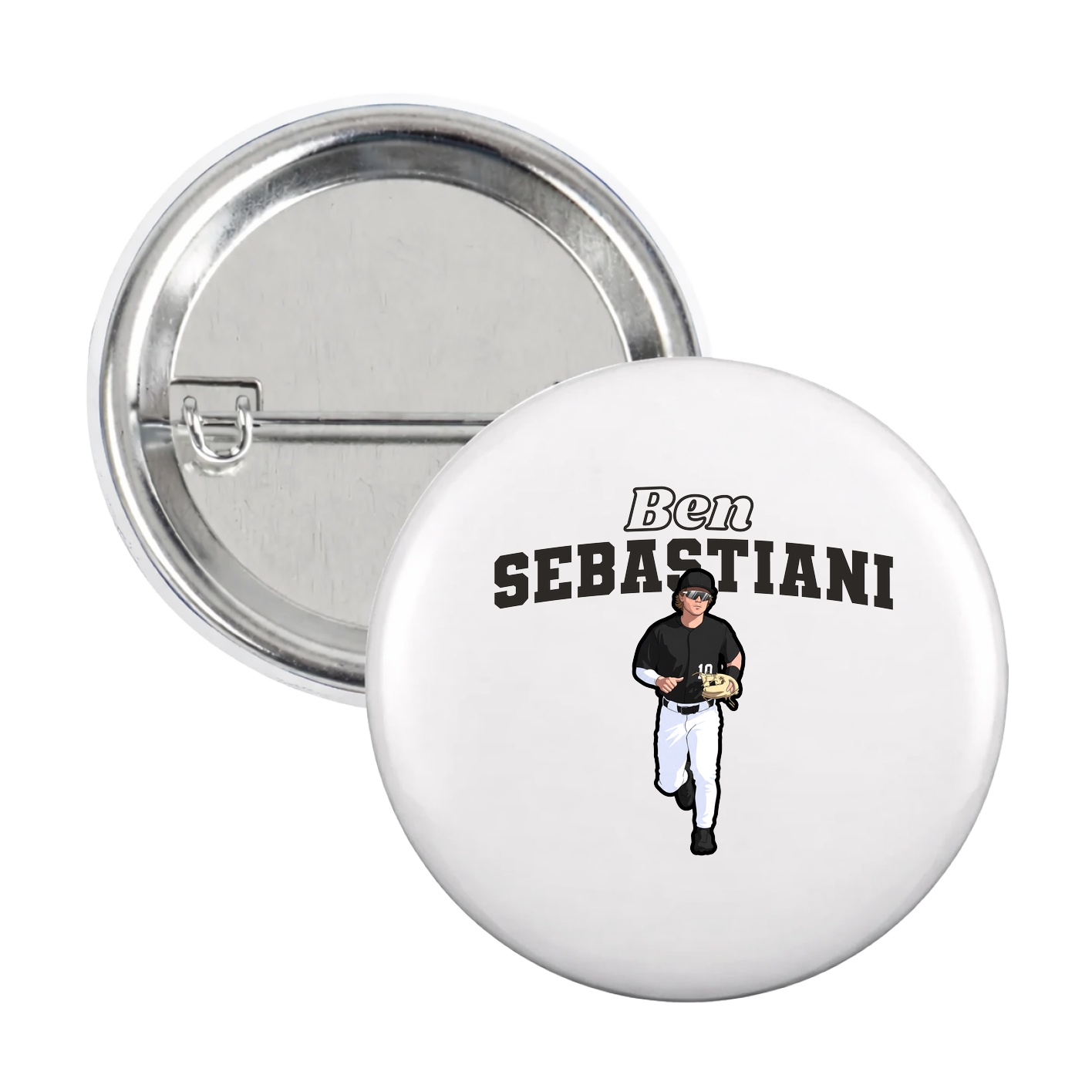 Game Day Button — Name Arch in White