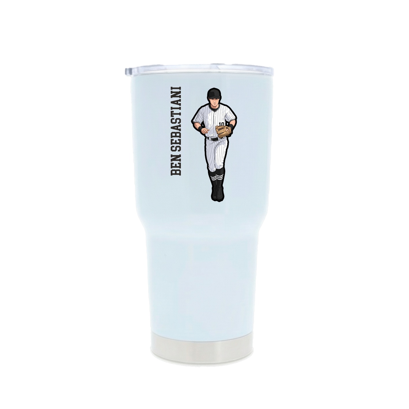 30oz Stainless Steel Tumbler — Name Vertical in White