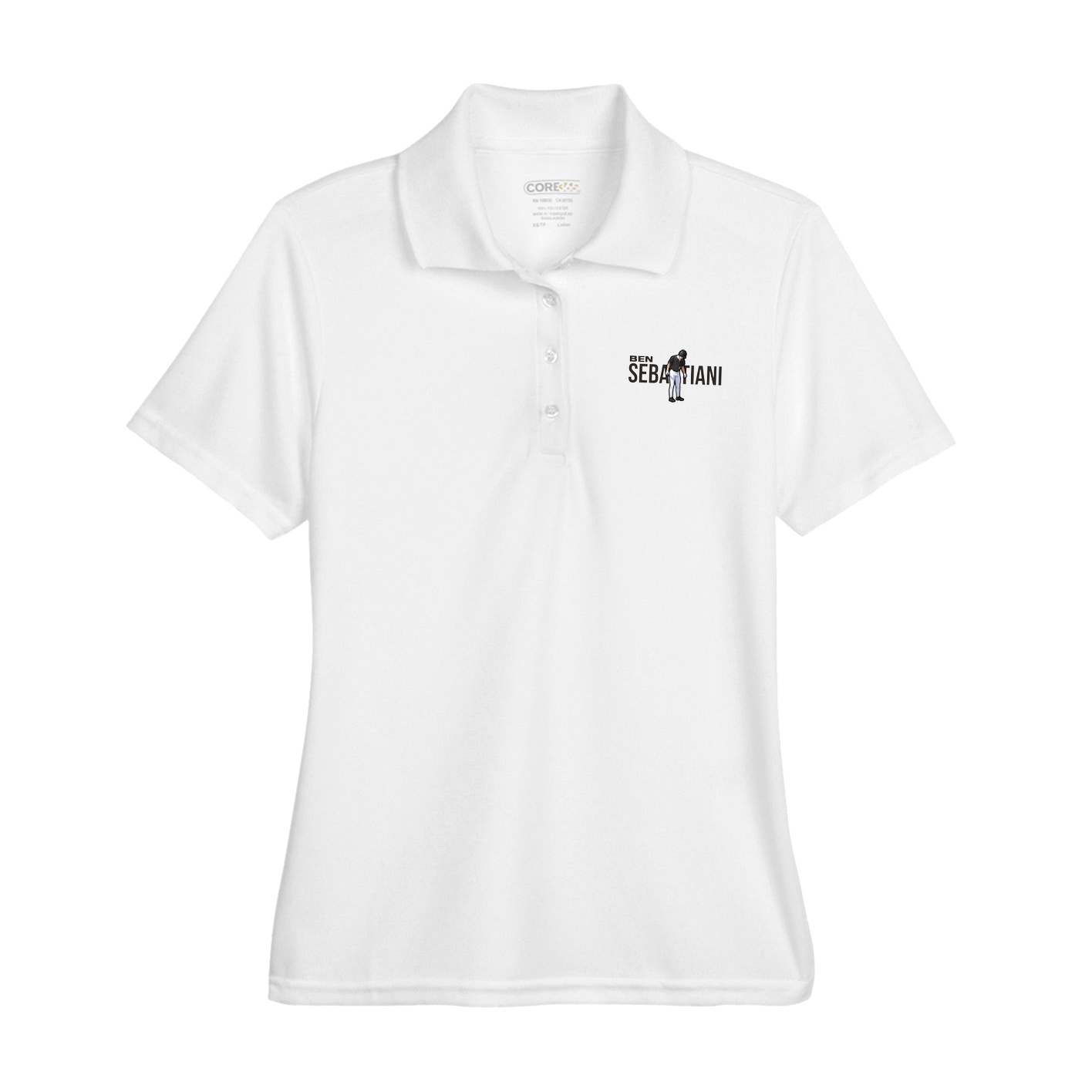 Womens Performance Polo — Player Name in White