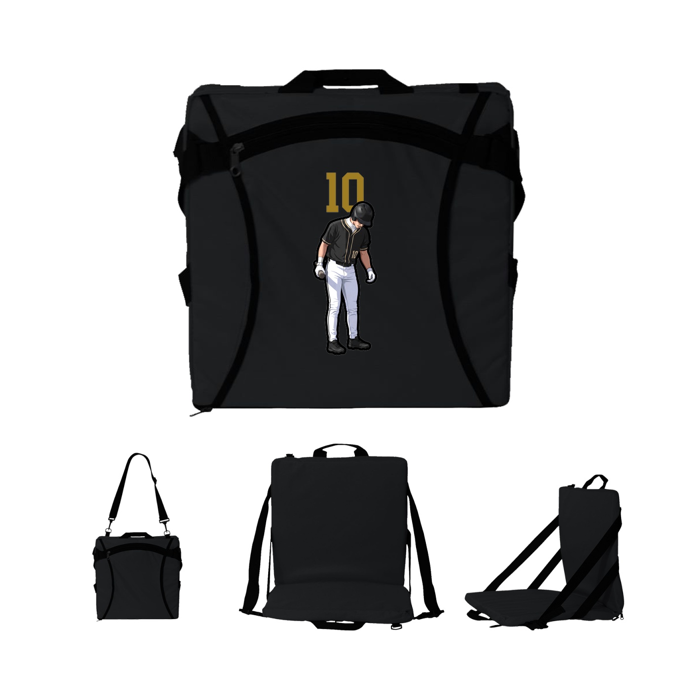 Folding Stadium Seat — Number Top in Black