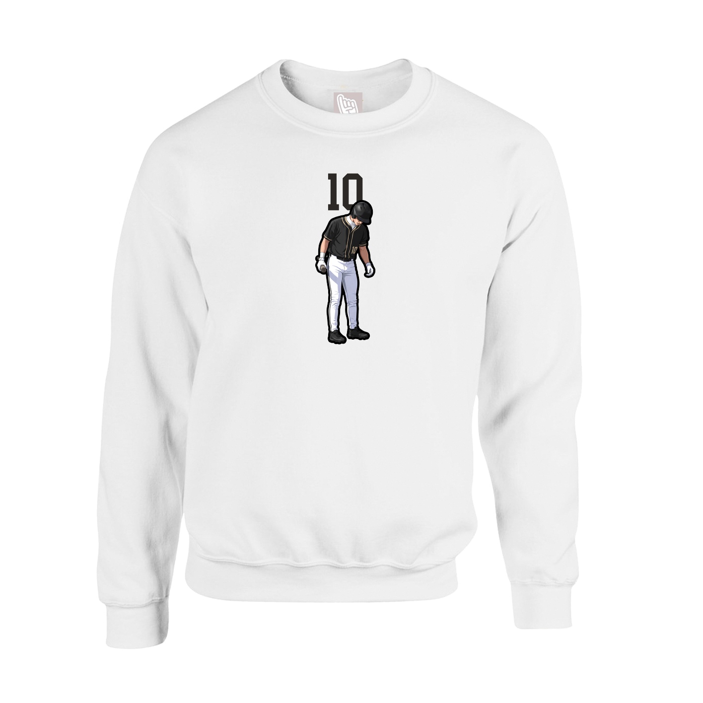 Fleece Crew — Number Top in White