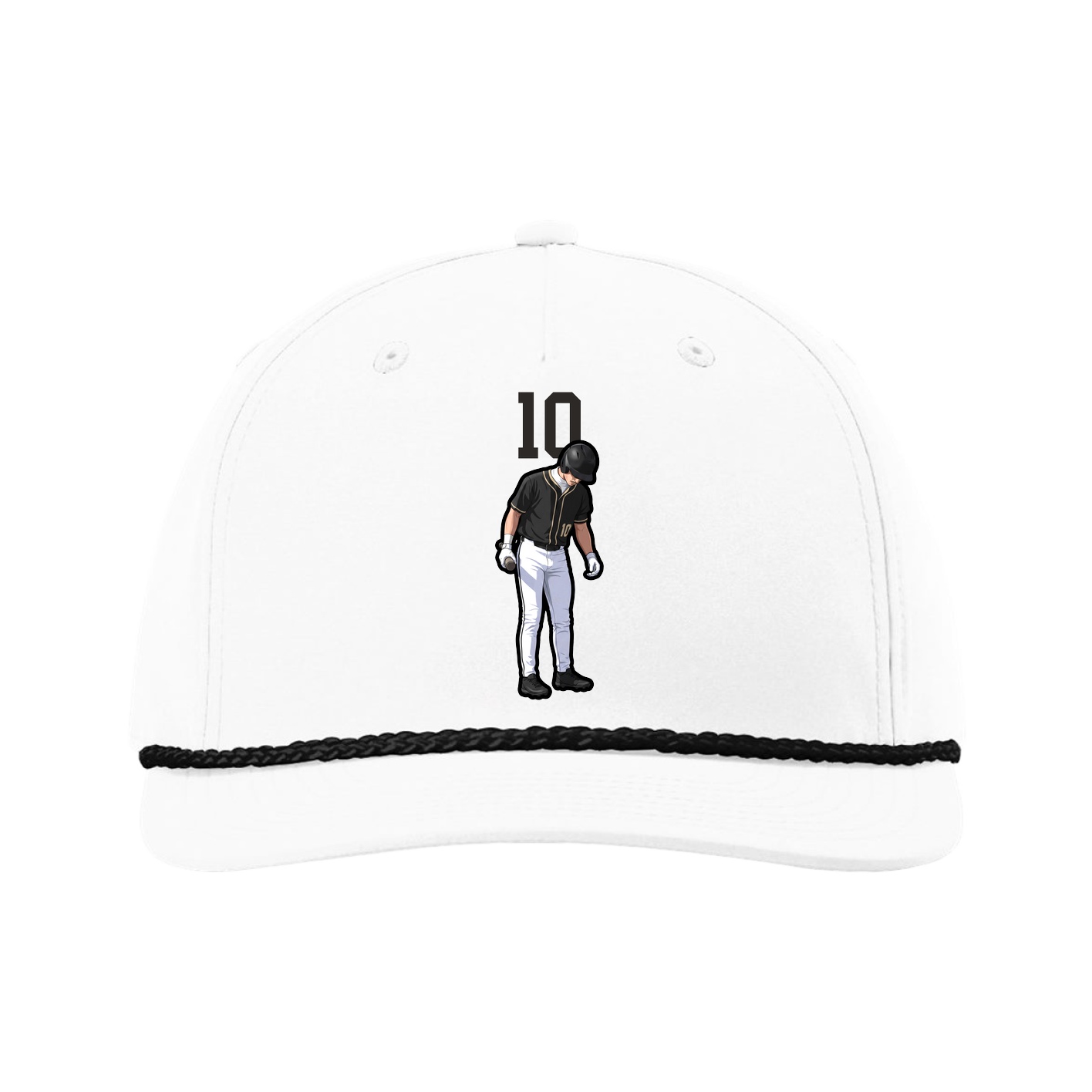 Five-Panel Classic Rope Cap — Number Top in White
