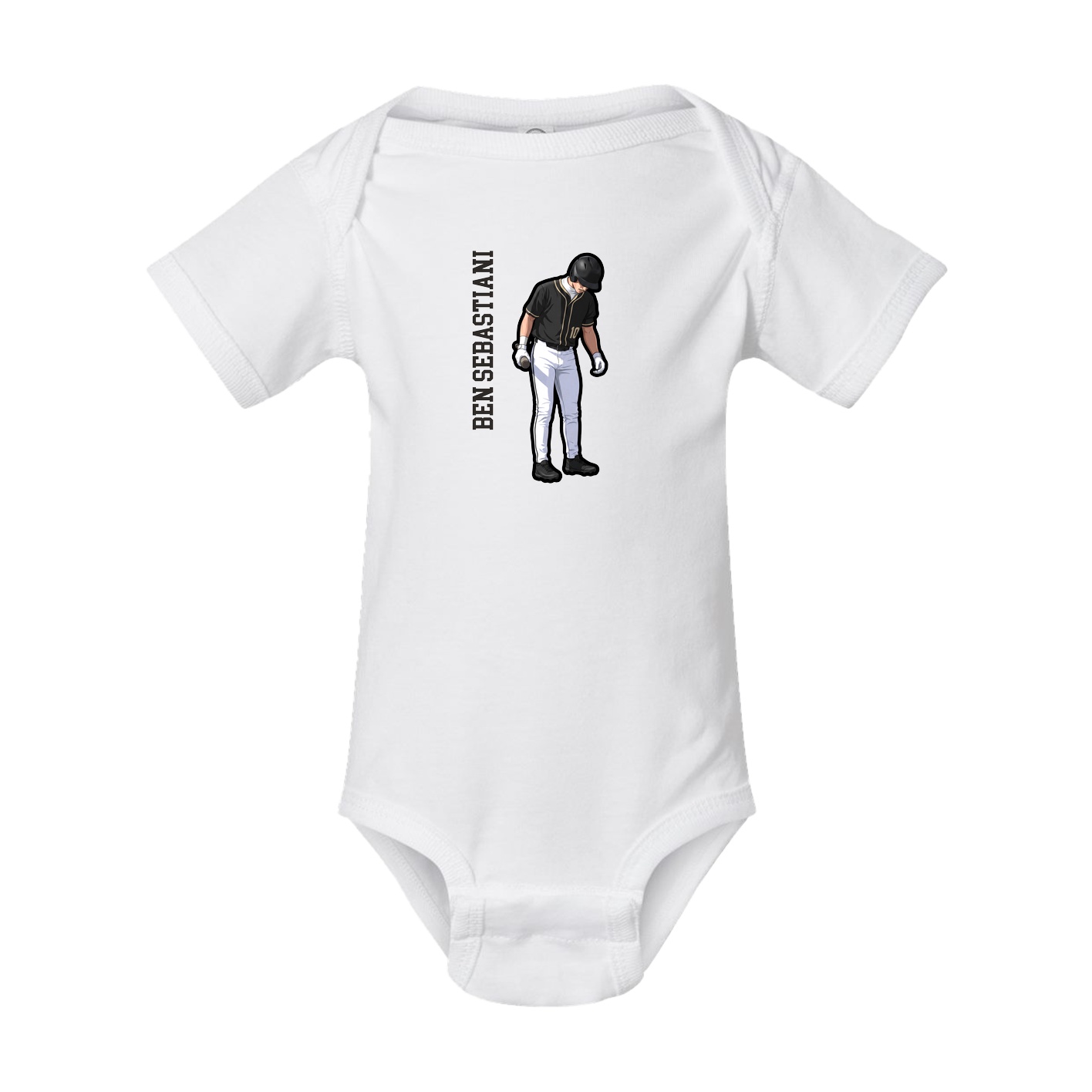Baby Onesie — Name Vertical in White